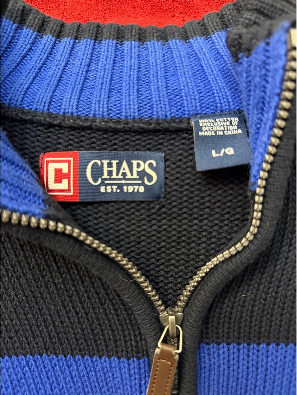 Chaps Men's Large Cotton Half-Zip Pullover Sweater